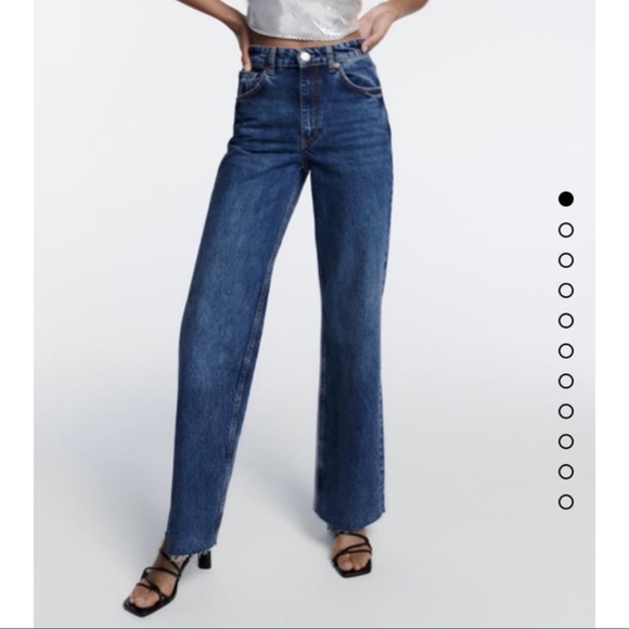 Zara Denim - Zara | High-Rise Wide Leg Jeans With Un-Finished Hem Size 4
